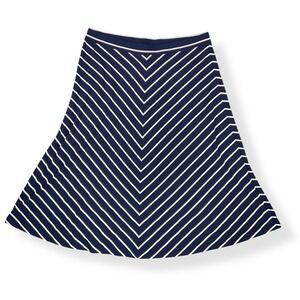 Lands End Skirt Women 3X Blue White Stripe Maxi Long Rayon Blend Stretch NWOT
